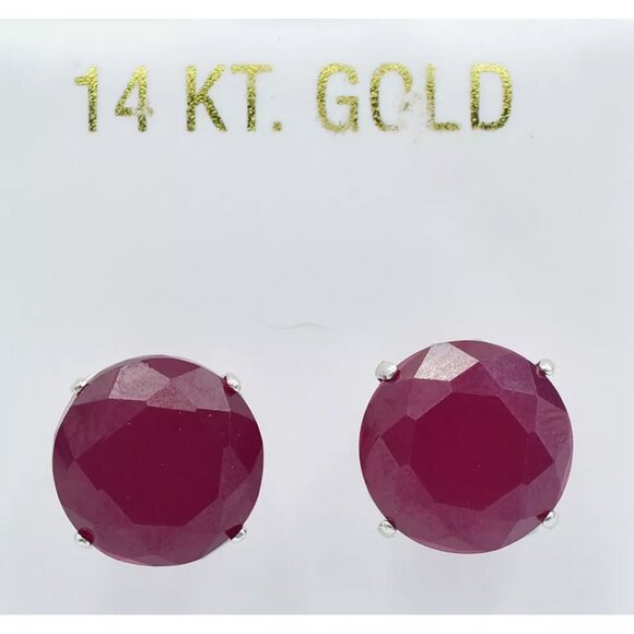 Genuine 10.24 Cts Ruby Stud Earrings 14k White Gold